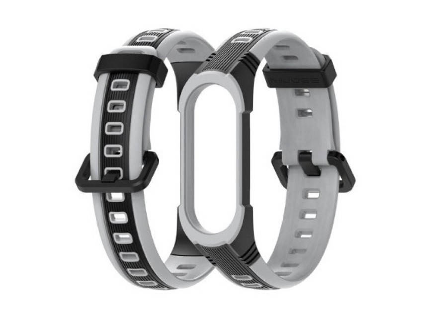 

Ремешок для фитнес-браслета Xiaomi Mi Band 5 и 6 Sport 2 Black with gray