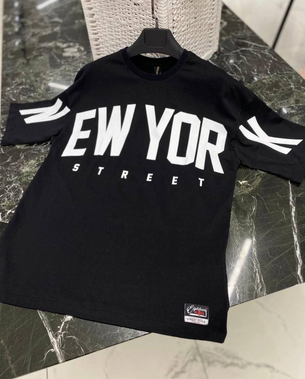 

Мужская стильная чёрная футболка оверсайз NEW YORK XXL