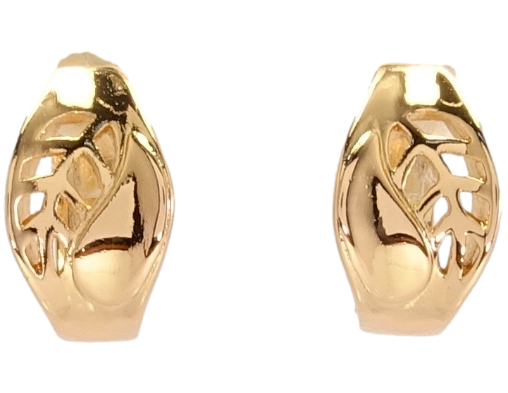 

Серьги Xuping Позолота 18K колечки "Узор резные листики"