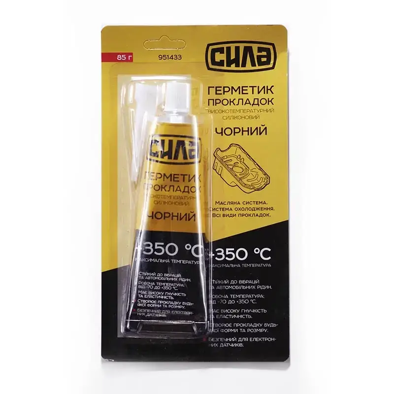 

Герметик для ремонта и замены прокладок, высокотемпературный , черный 85г СИЛА