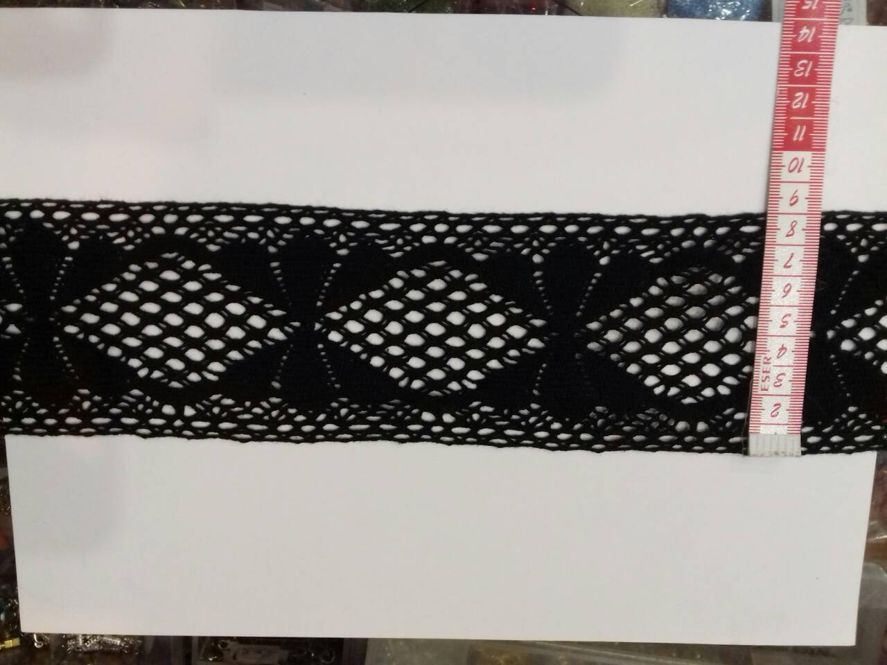 

Мереживо кружево на метраж натураньне чорне 7.50 см Прошва, Черный