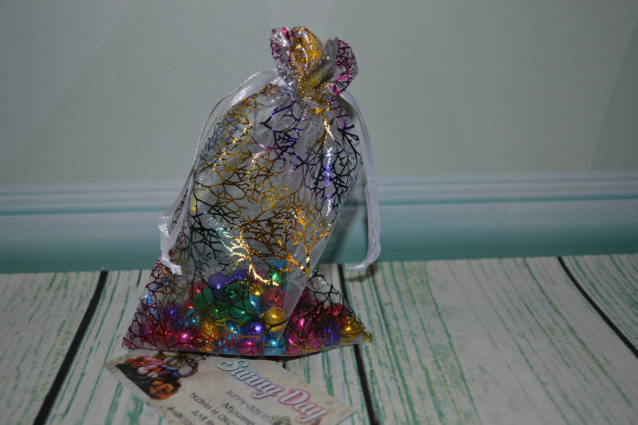 

Мешочек из органзы, 15х10см, белый/паутинка