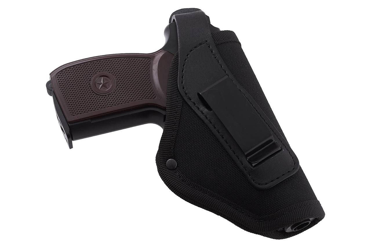 

Кобура для ПМ-Макарова поясная + скрытого ношения (cordura 1000D/кожа, чёрная), Черный