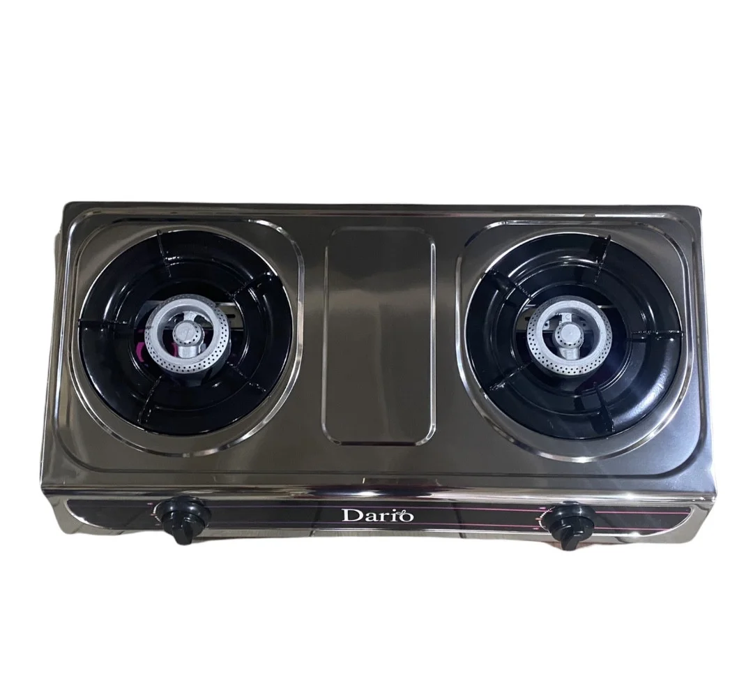 

Газовая настольная плита Dario DR1012G 2-х комфорная, нержавеющая сталь, пьезорозжиг