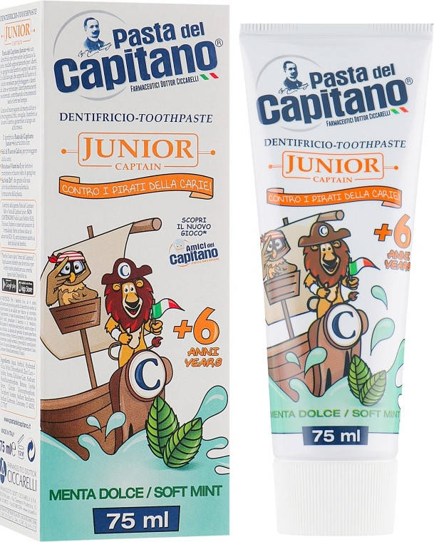 

Детская Зубная паста 6+ "Сладкая мята" Pasta del Capitano ( Италия)
