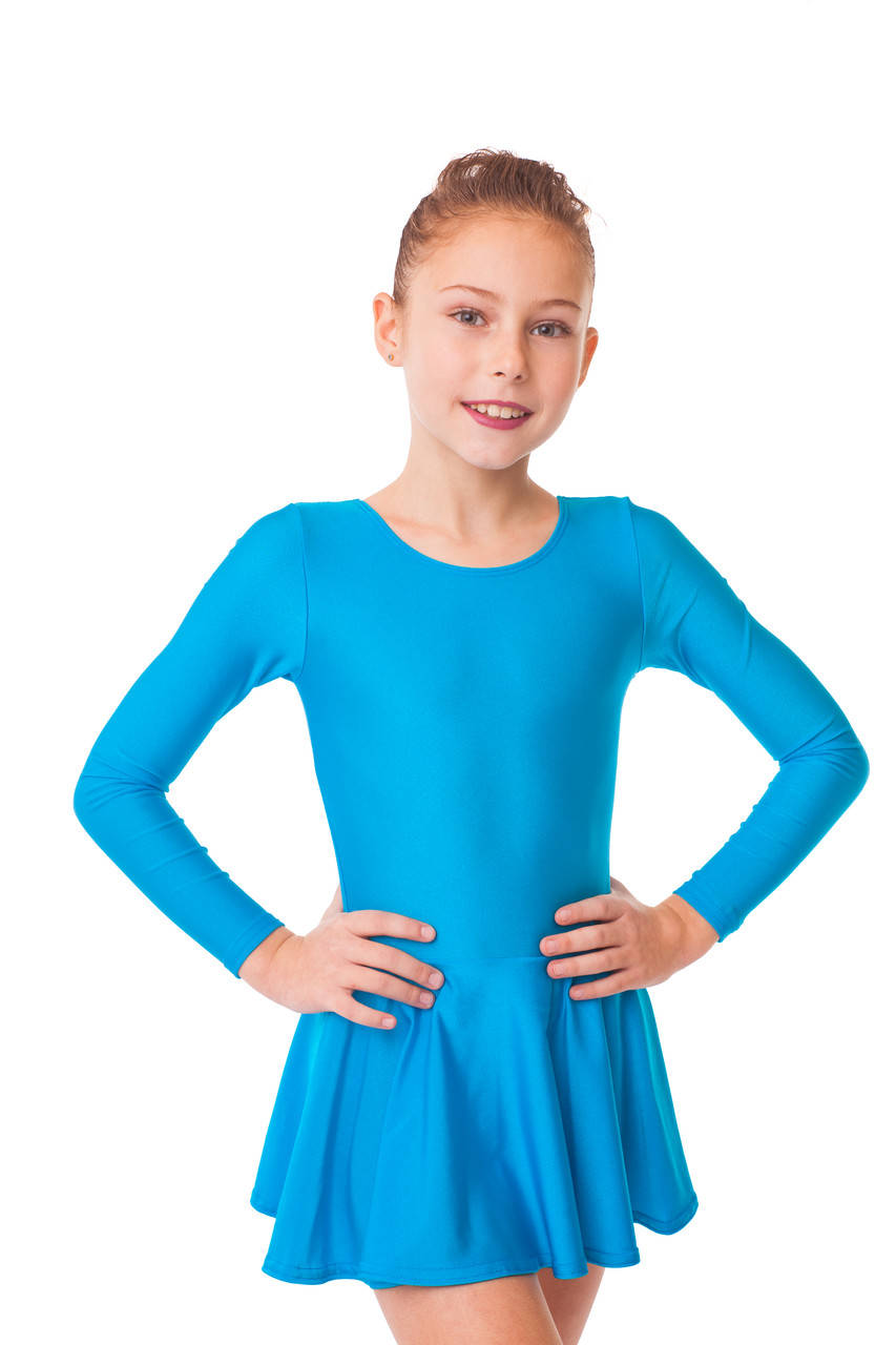 

Купальники для танцев и гимнастики с юбкой ГОЛУБОЙ S (116-128см)