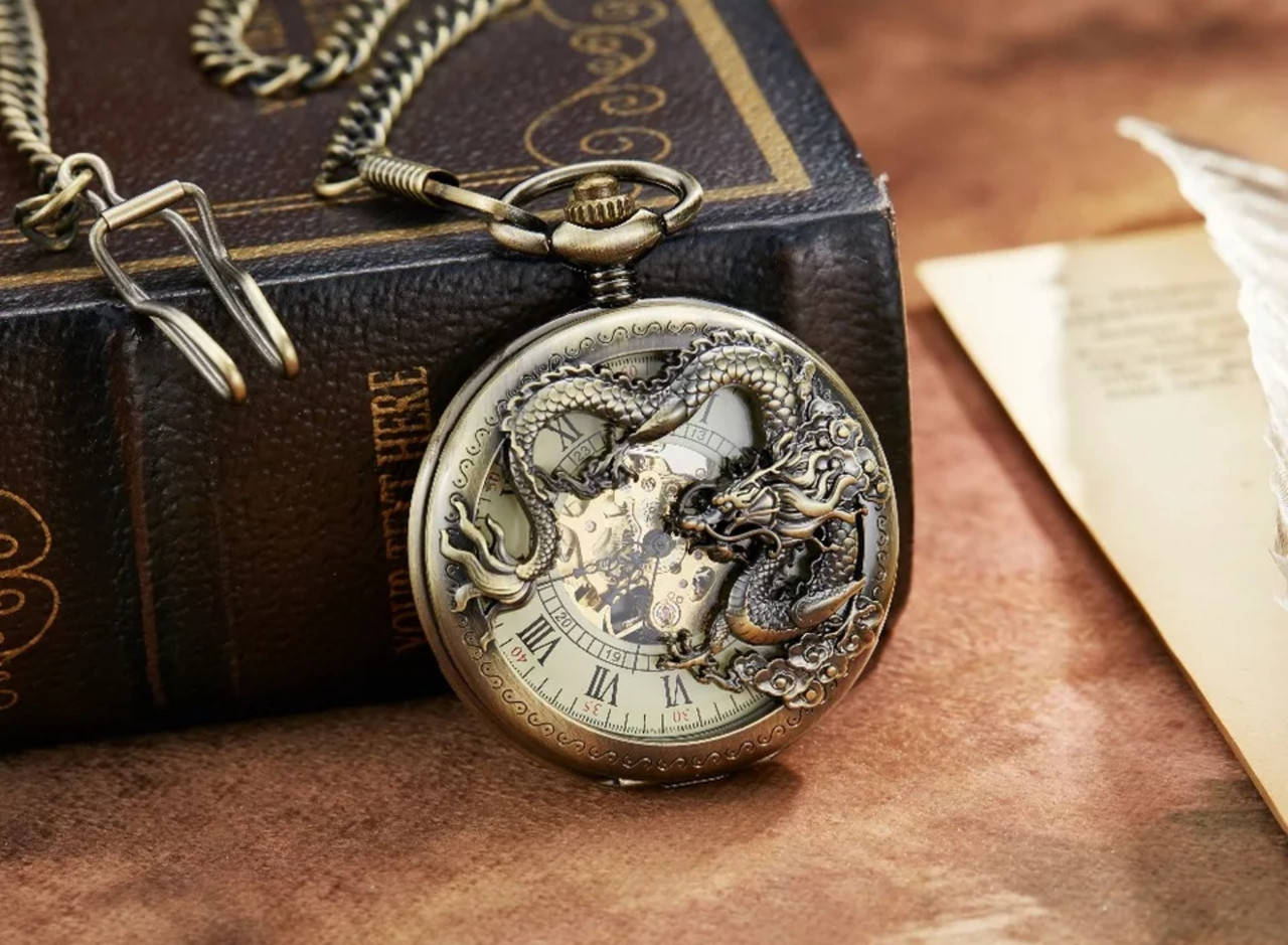 

Карманные мужские часы механика дракон