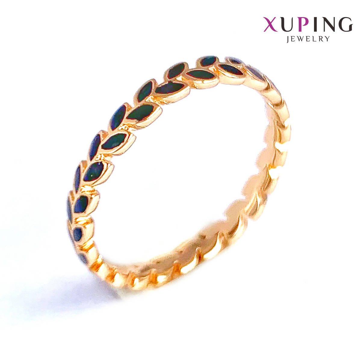 

Кольцо Xuping, черная юв. эмаль, ширина 3 мм, вес 2 г, позолота 18K, ХР01424 (20)