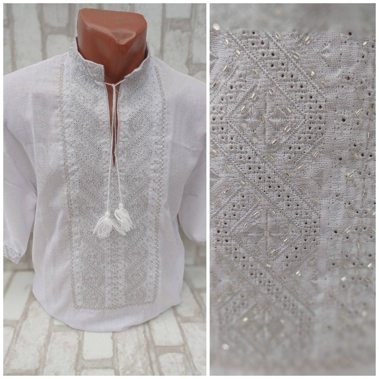 

Мужская вышиванка бисером "Святослав" ручная работа, 44-62 размер