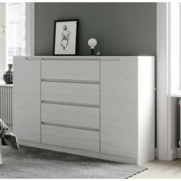 

Современный длинный комод белого цвета с 4 ящиками на телескопах Эверест Микс-3 цвет нимфея альба (EVR-2467)