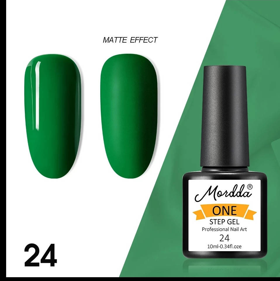 

3в1 Гель лак однофазный Mordda 10 мл. Не требует нанесения базы и топа. Зеленый 24