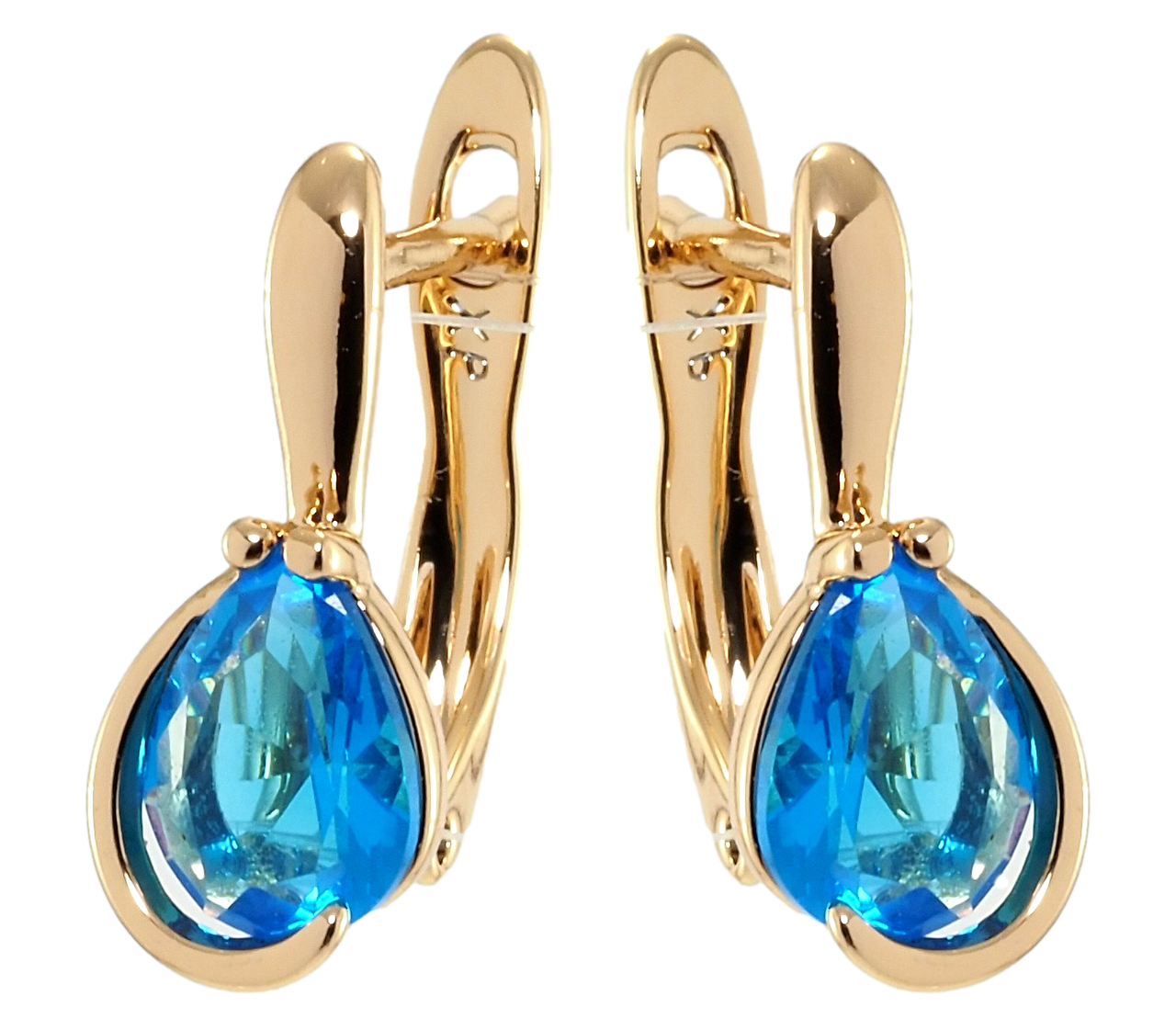 

Серьги Xuping Позолота 18K английский замок "Голубые фианиты"