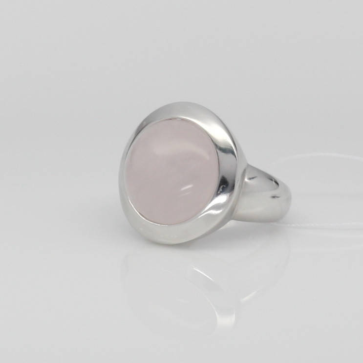 

Кольцо - перстень "Идеал" серебряное с розовым кварцем родированное