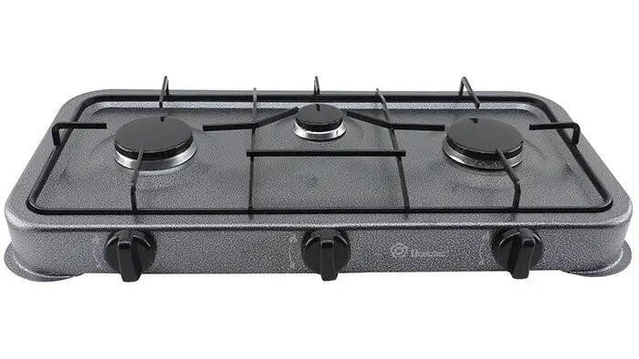 

Плита газовая настольная Domotec MS-6603 на 3 конфорки, черная