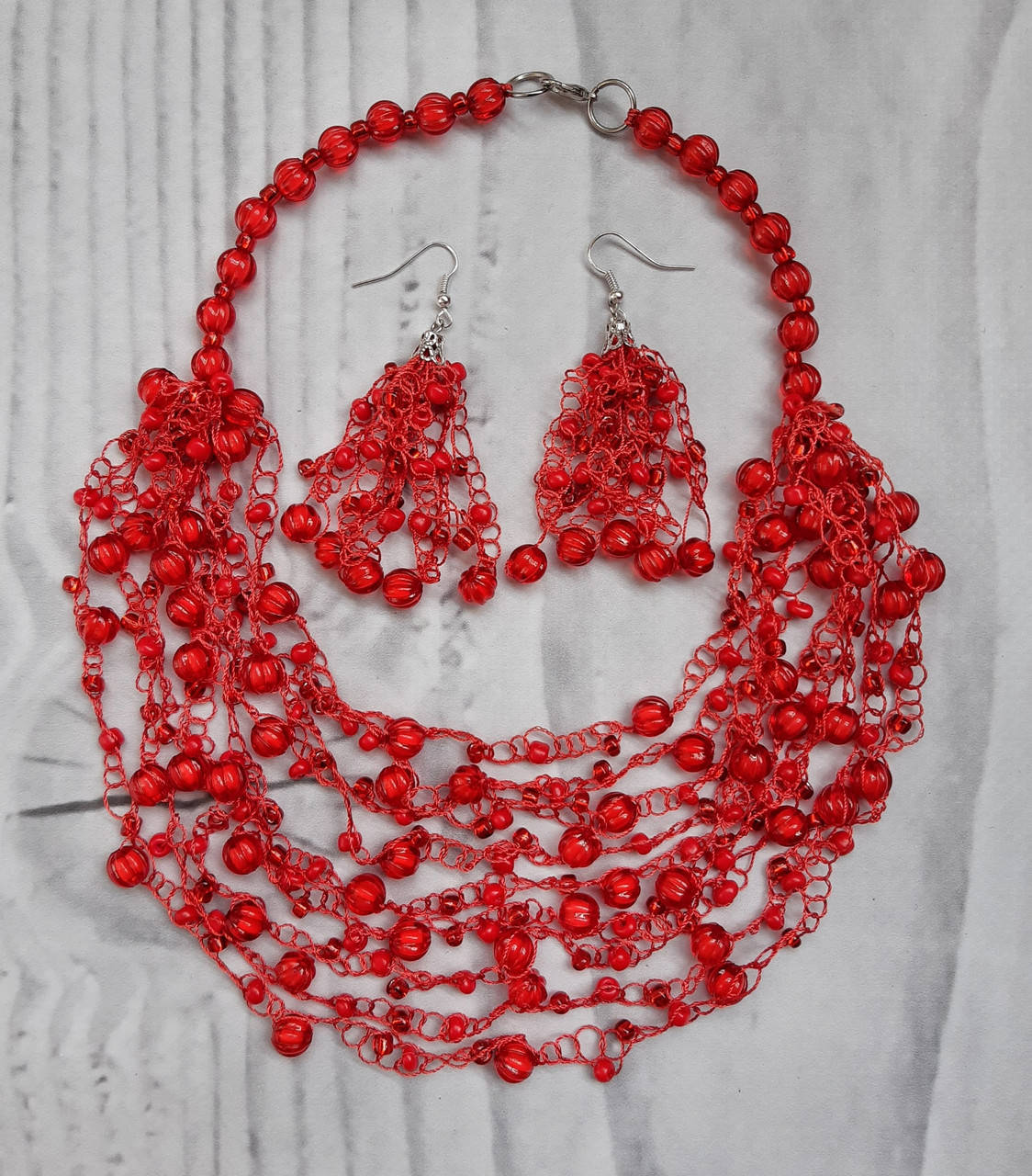 

Набір намисто та сережки Перлинка. Червоний.