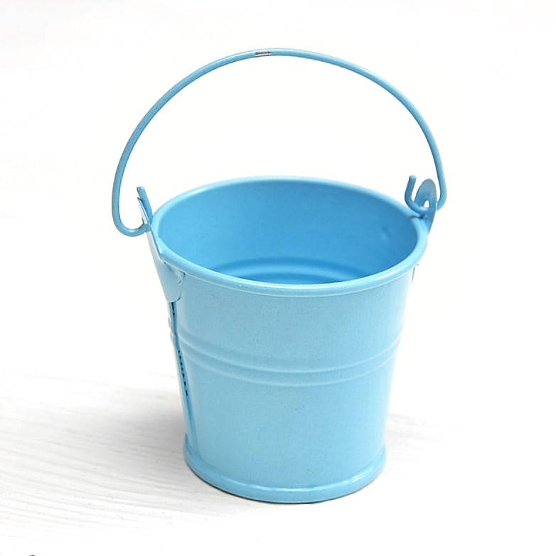 Ведерко декоративное, цвет светло-голубой, высота 5 см, диаметр 4/5,5 см