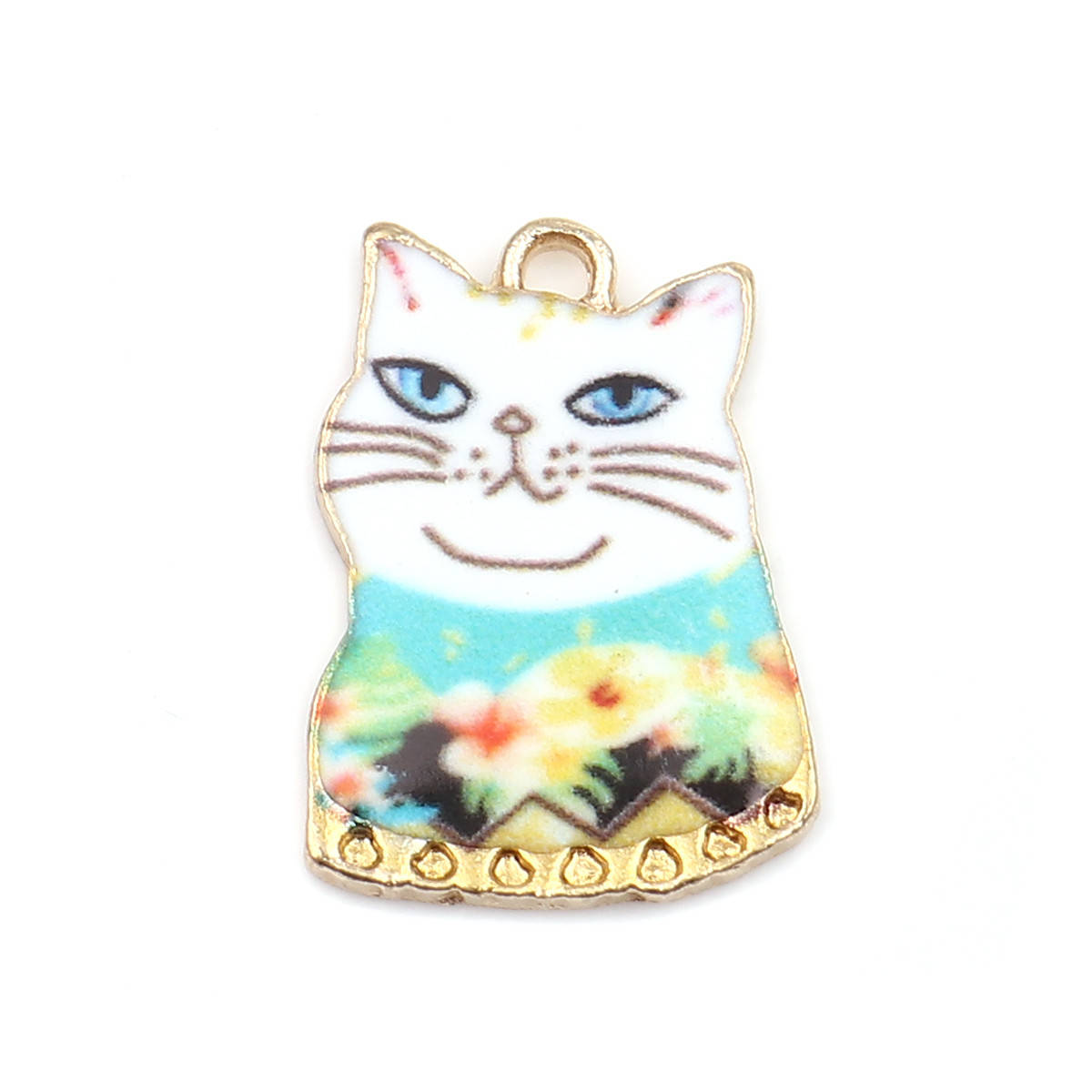 

Подвеска Кошка, Цинковый сплав, Цвет: золото, Эмаль цвета микс, 20 мм x 14 мм