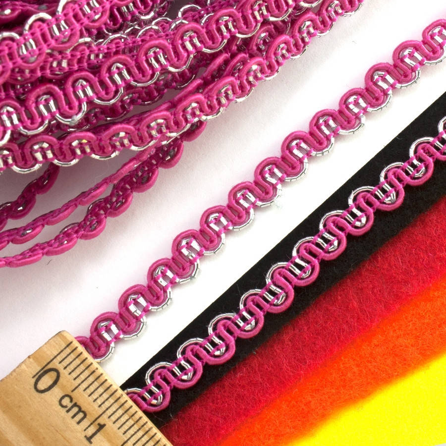 

(20 метров) Тесьма "Змейка" с люрексом (ширина 5мм) Цвет-Малиновый