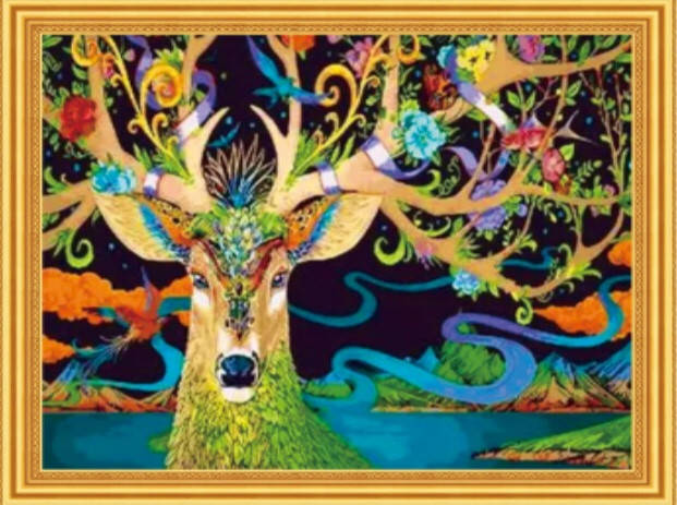 

30*20см Цветущий олень, алмазная живопись, полная выкладка