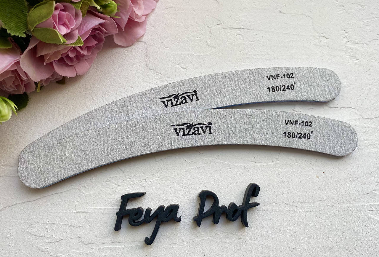 

Пилка Vizavi бумеранг для натуральных ногтей, абразивность 180/240 Япония VNF-102