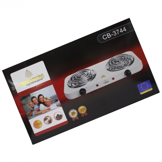 

Плита электрическая настольная Crownberg CB-3744 двухконфорочная спиральная 2000 Вт