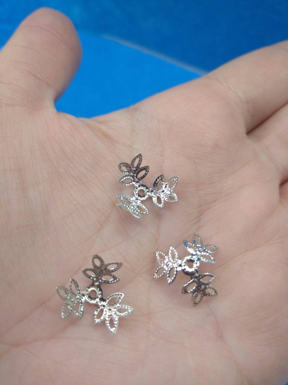 

(10 шт) Обниматели для бусин. Цвет - серебро. Размер - 1,3 см