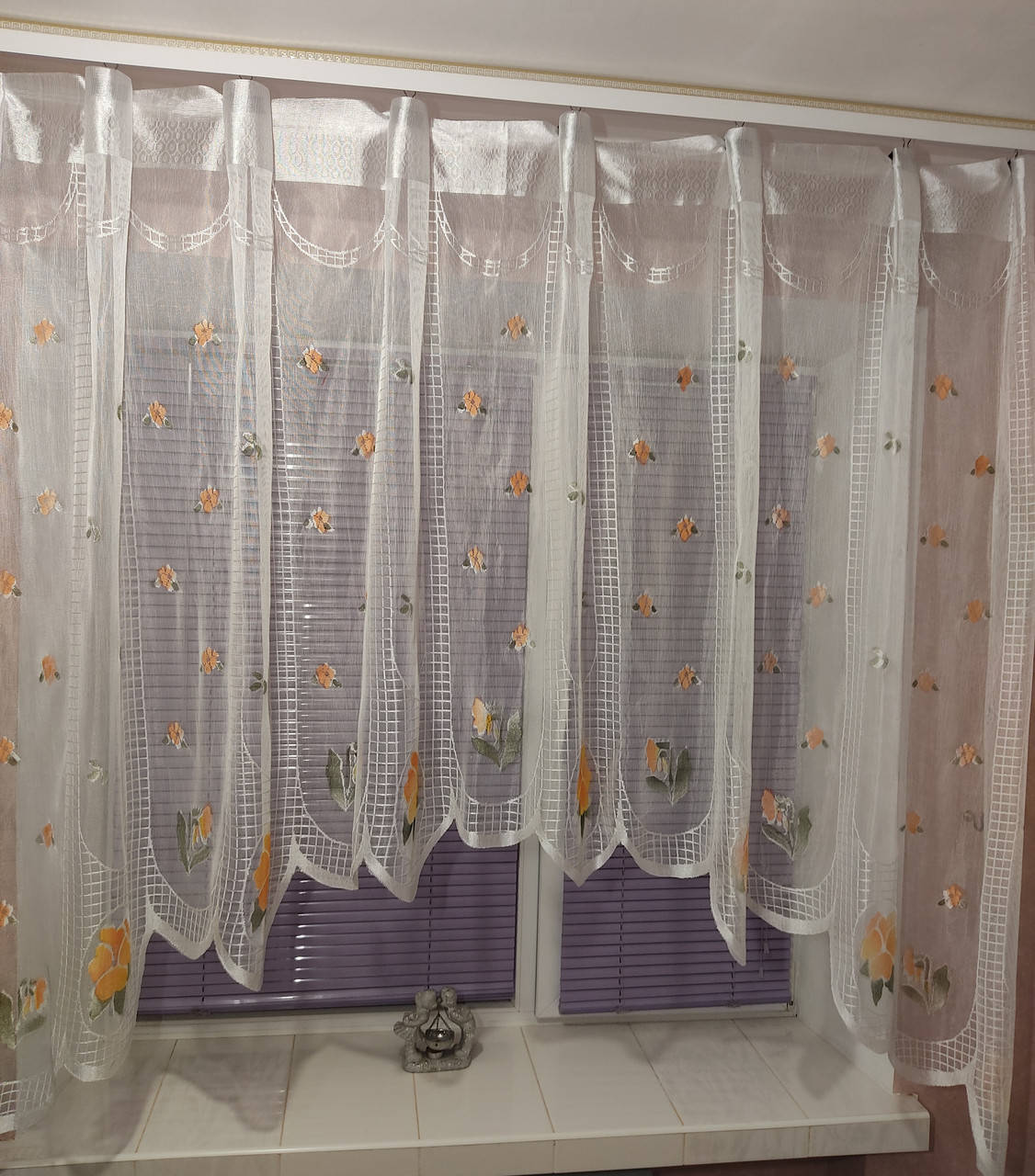 

Готовая белая арочная тюль до подоконника шириной 3м, Белый