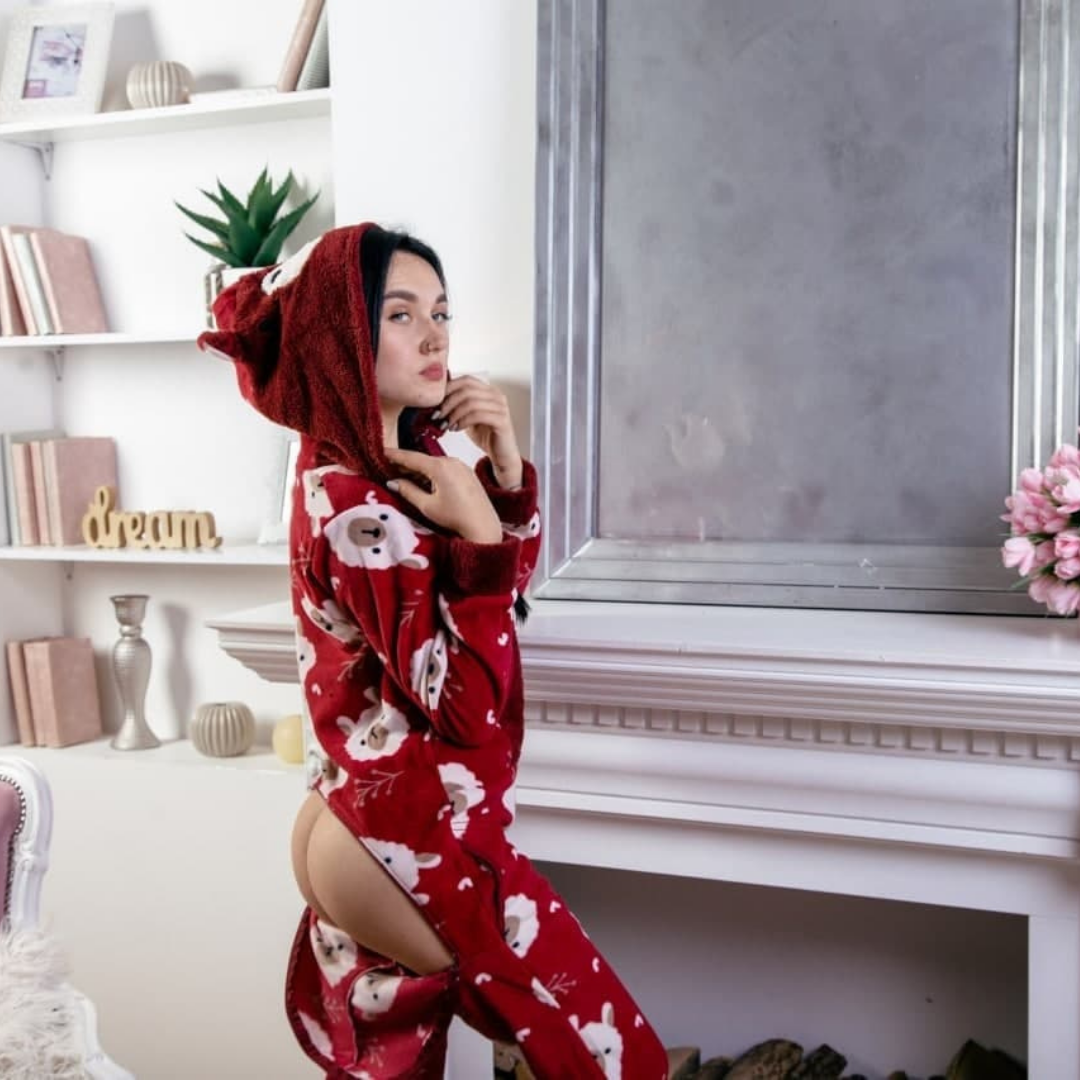 

Женская Пижама Popojama (попожама) кигуруми с карманом на Попе домашний костюм Красная теплая пижама