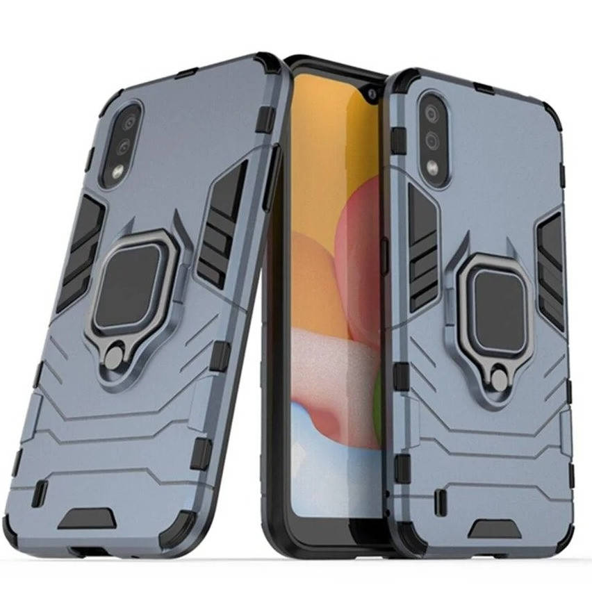 

Чехол Iron Ring для Samsung Galaxy A01 2020 / A015F противоударный бампер с подставкой Dark-Blue