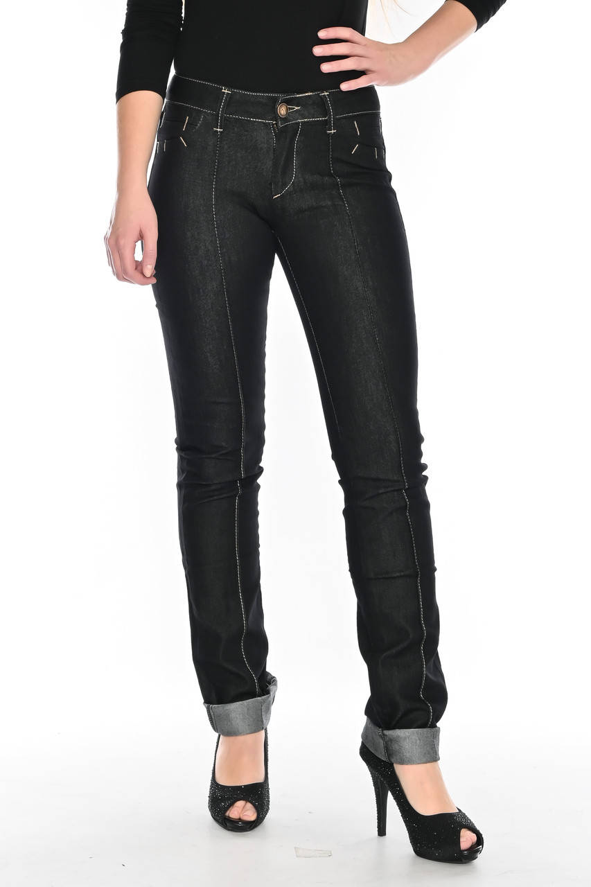 

Джинсы женские прямые OMATjeans 9593-736 черные 26-34