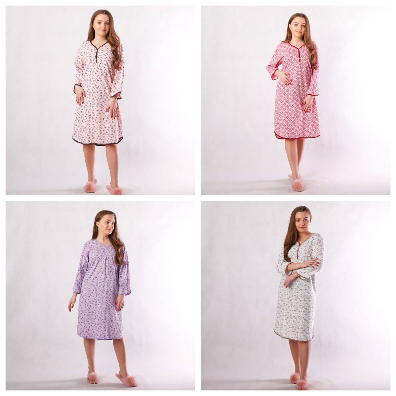 

Женская трикотажная ночная батал "Васелина" (рукав три четверти) р.52-64, Разные цвета