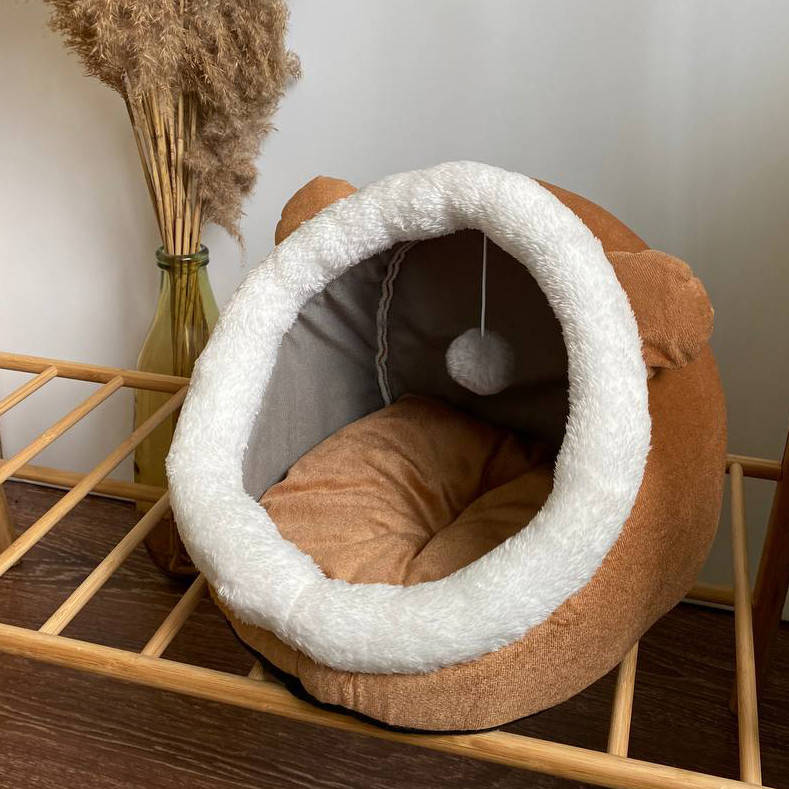 

Домик спальное место для собак и кошек теплый мягкий 30 см Медведь