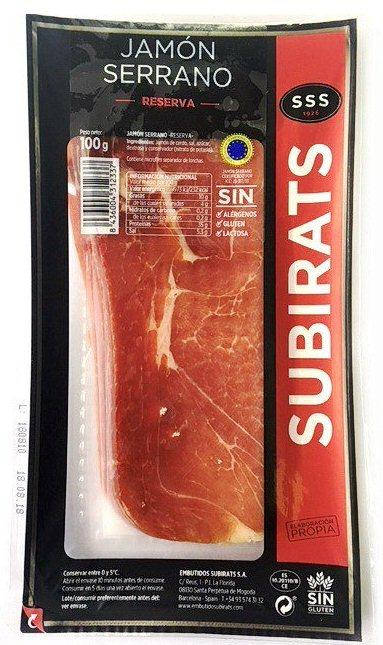 

Нарізка хамона SSS Subirats Jamon Serrano Без Глютена 100 г.
