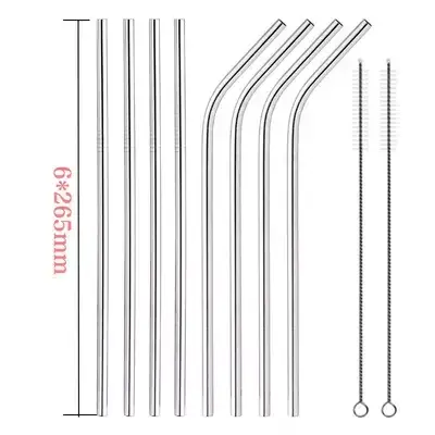 

Набор Трубочки металлические многоразовые ЕКО 8 шт. + щетка для чистки (20 см) микс, Прозрачный