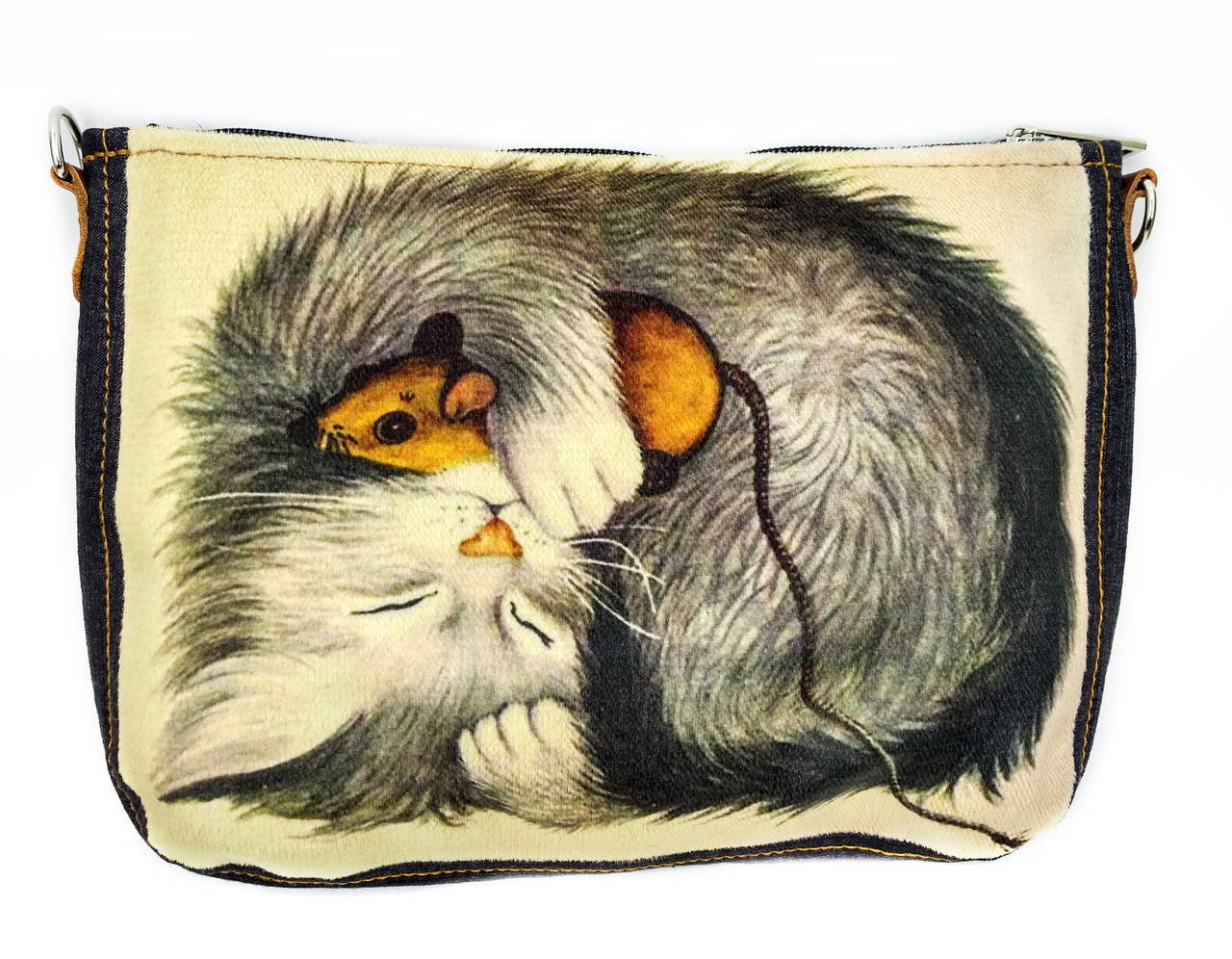 

Джинсовая сумка КОТ С МЫШКОЙ