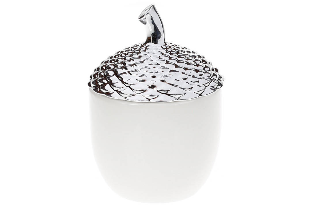 

Банка Желудь, 300мл, цвет - белый с серебром