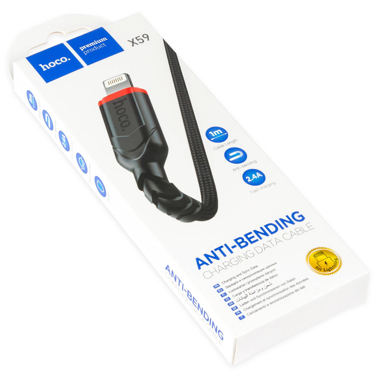 

Кабель USB - Lightning HOCO X59 1м чёрный, Черный