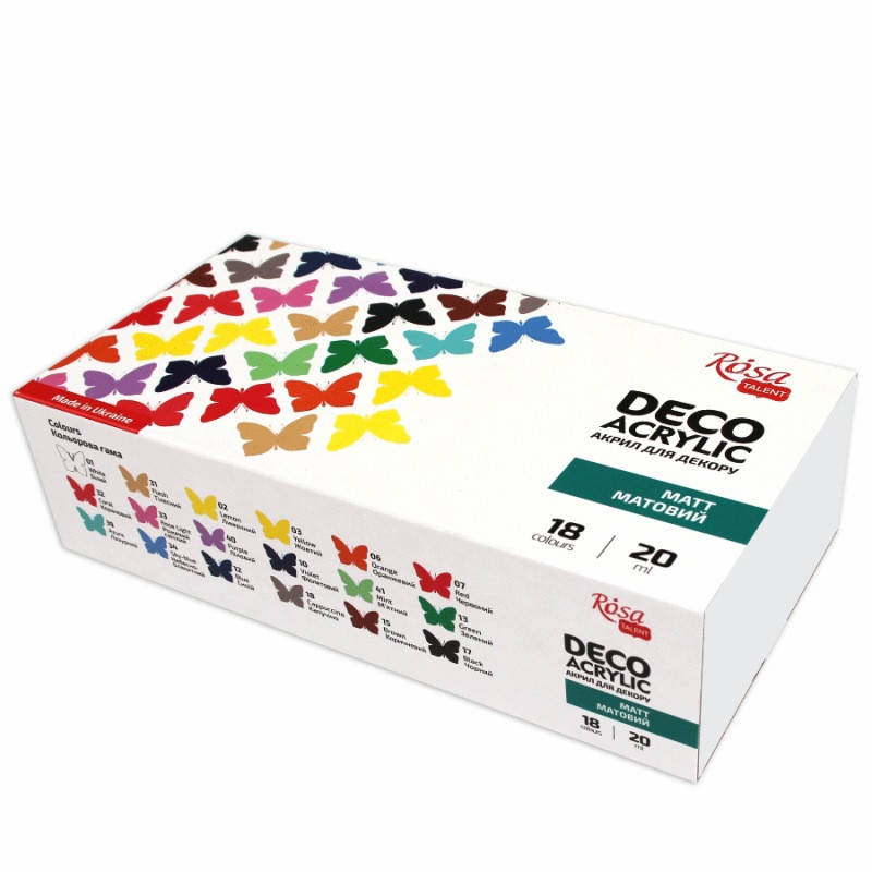 

Набор акриловых красок для декора матовых 18 цветов по 20 мл Rosa Talent, 90747264