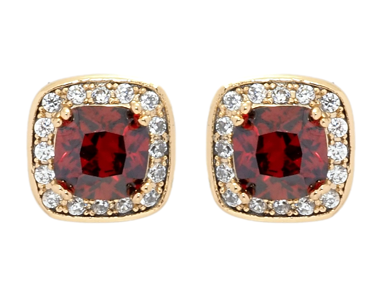 

Серьги Xuping Позолота 18K гвоздики (пусеты) "Красный фианит в обрамлении циркония" 10х10мм