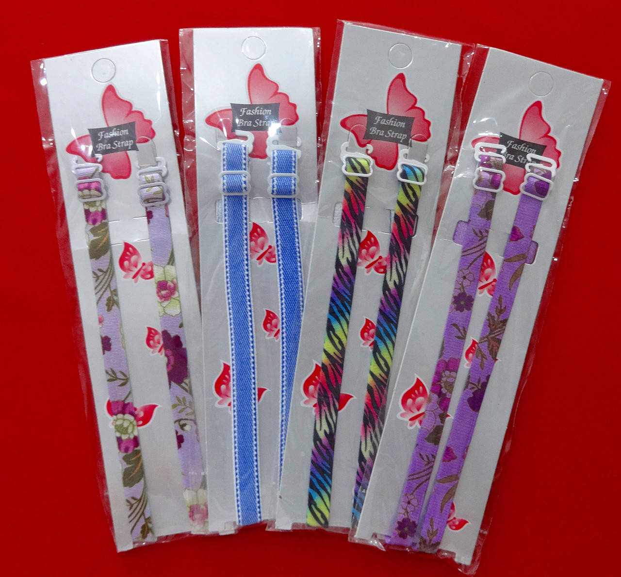 

Бретели для бюстгальтера 1 см цветной принт, Разные цвета