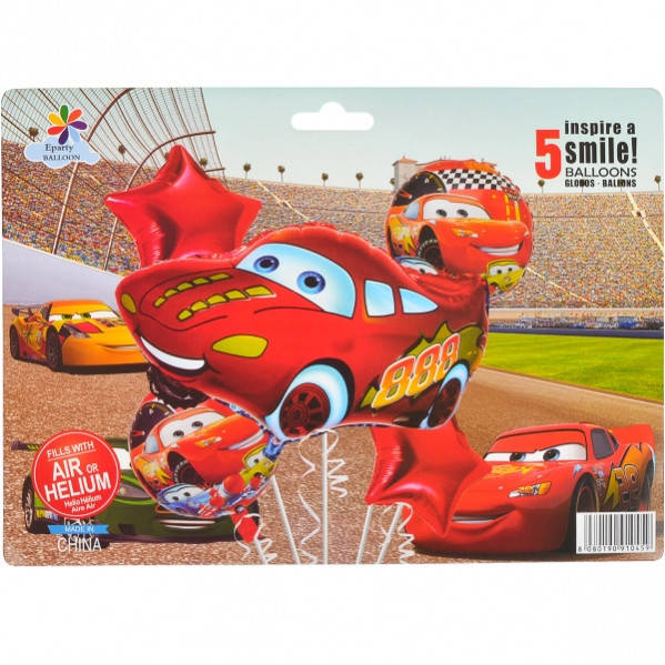 

Набор фольгированных шаров Тачки, 5 шт, Красный