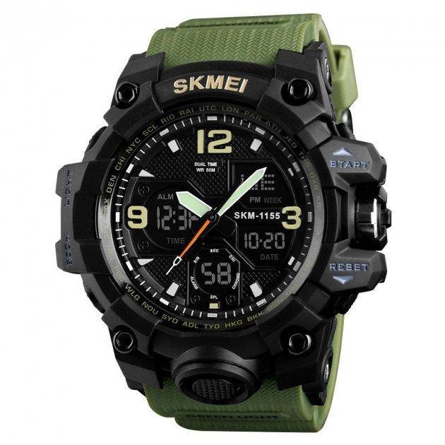

Тактические часы Skmei Premium 56710 (Серия Military) Кварцевые и электронные/устойчивый к царапинам подсветка Олива