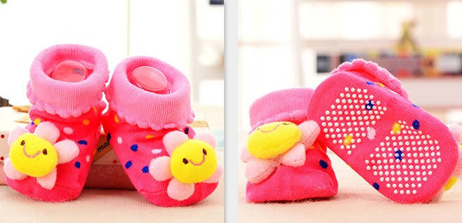 

Антискользящие детские носки с игрушкой Цветок, Розовый