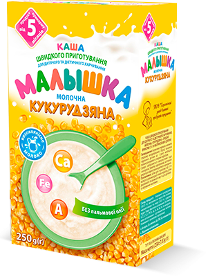 

Каша быстрого приготовления молочная «Малышка» кукурузная с 5-х месяцев 250гр