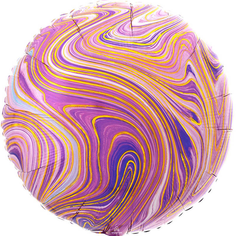 

Фольгированный шар круг Агат фиолетовый Purple Marble S 18" Anagram