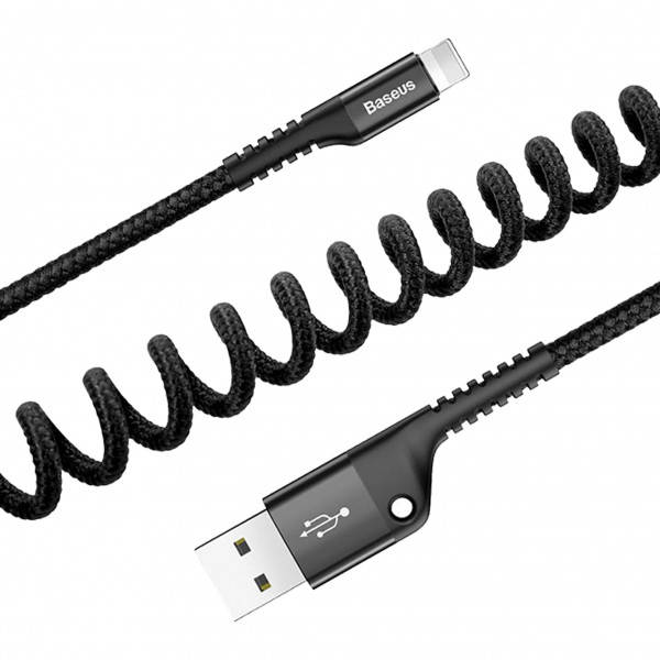 

Кабель Baseus Fish eye Spring спиральный Lightning 3A 1m CALSR-01, Черный