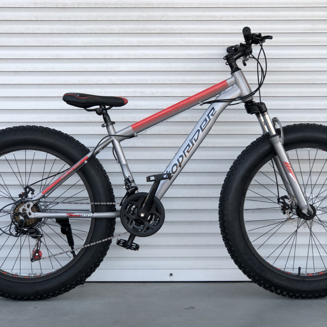 

Горный велосипед фэтбайк 26 дюймов Toprider 650 FatBike Внедорожник Серо красный