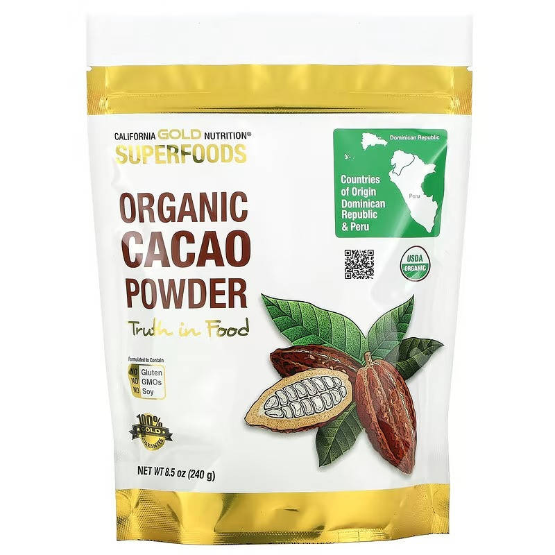 

Какао-порошок California GOLD Nutrition, Superfoods "Organic Cacao Powder" (240 г)