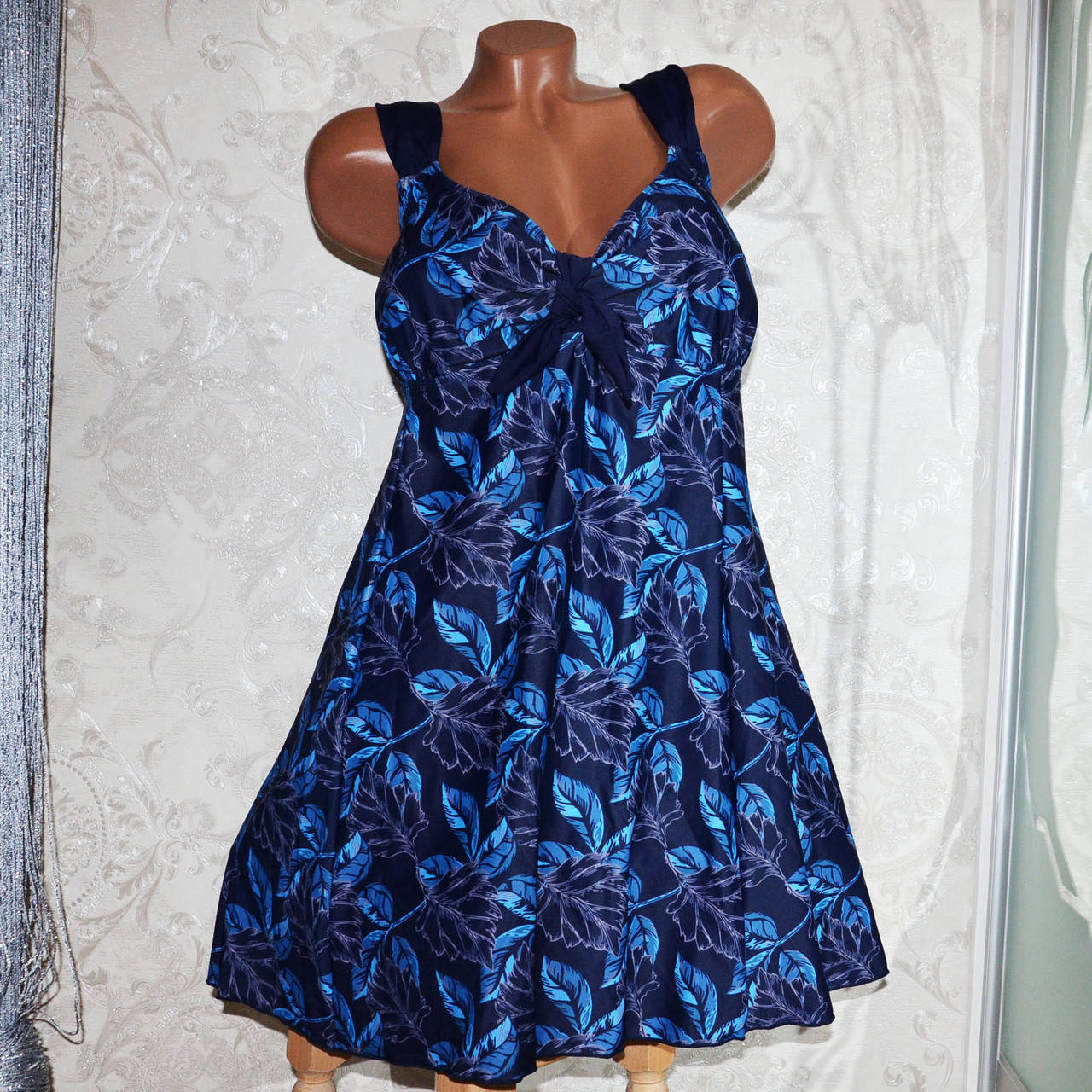 

Большой купальник 66 размер (10XL). Летний синий купальник (платье) танкини, трусы хорошей посадки