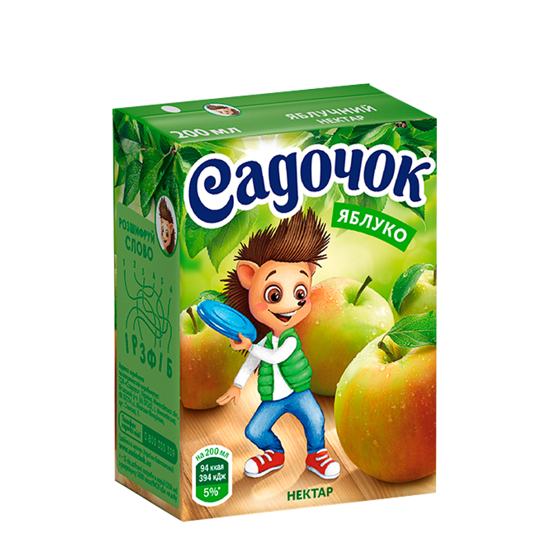 

Сок Садочек Яблочный, 0,2л (1ящ/27шт)